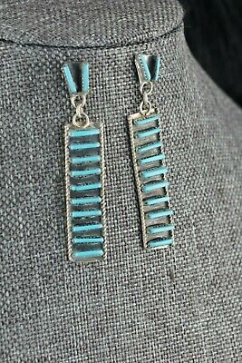 Zuni Turquoise & Sterling Silver Earrings - Ophelia Soseeah - High Lonesome Trading