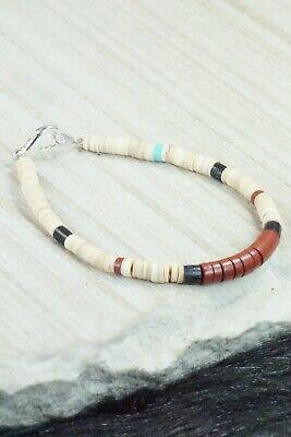 Shell, Coral, Jet and Sterling Silver Bracelet - Torevia Crespin - High Lonesome Trading