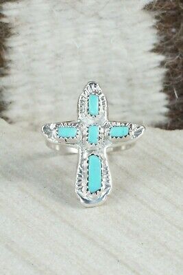 Turquoise & Sterling Silver Ring - Cecilia Iule - Size 7.75