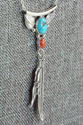 Turquoise, Coral & Sterling Silver Necklace - Sharon McCarthy