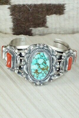Turquoise, Coral and Sterling Silver Bracelet - Tom Lewis