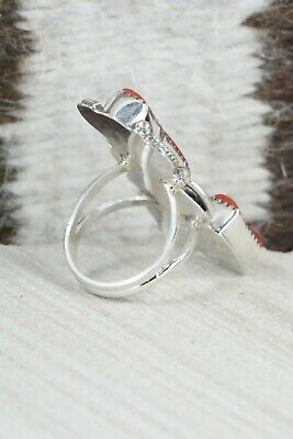Coral & Sterling Silver Ring - Shirley Largo - Size 5.5