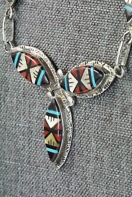 Turquoise, Coral & Sterling Silver Necklace and Earrings Set - Gladys Lamy