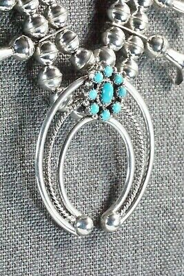 Turquoise & Sterling Silver Squash Blossom & Earrings - Leon Kirlie - High Lonesome Trading