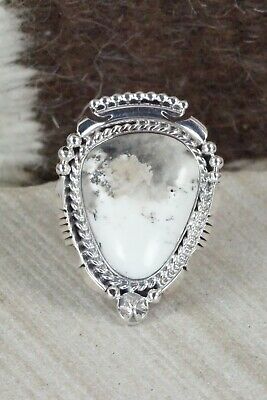 White Buffalo & Sterling Silver Ring - Daniel Benally - Size 8.75