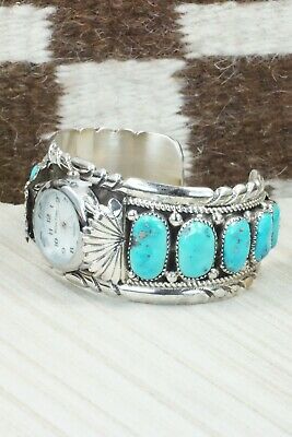 Turquoise and Sterling Silver Watch Bracelet - Robert Leekya