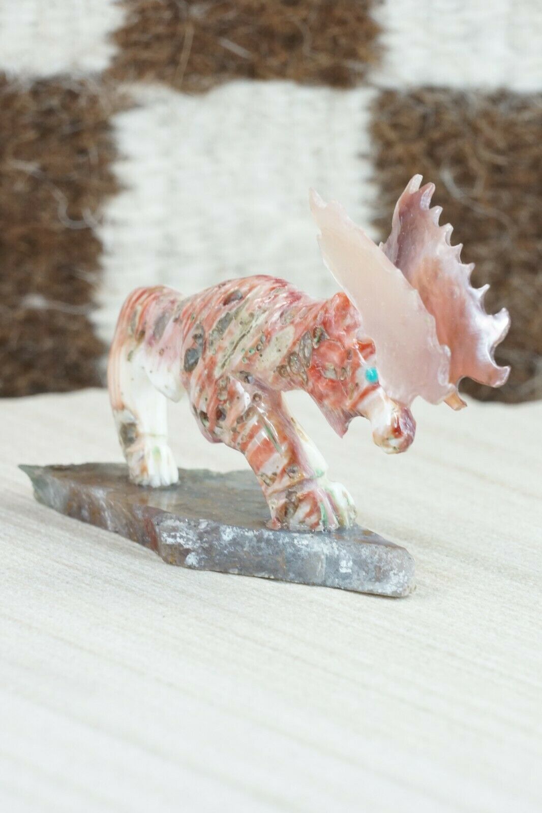 Spiny Oyster Moose Zuni Fetish Carving - Jonas Hastito