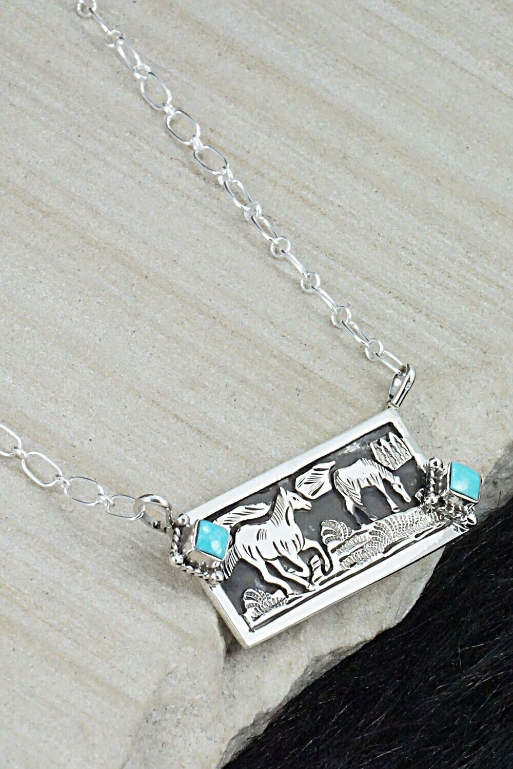 Turquoise & Sterling Silver Necklace - Jeremy Delgarito