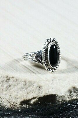 Navajo Onyx and Sterling Silver Ring - Jan Mariano - Size 9.75 - High Lonesome Trading