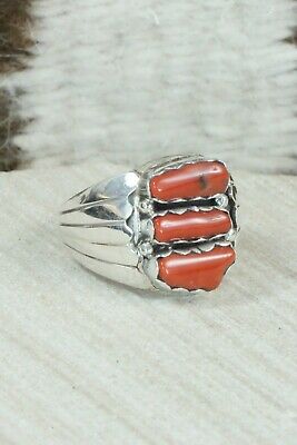 Coral & Sterling Silver Ring - Anthony Skeets - Size 10.75