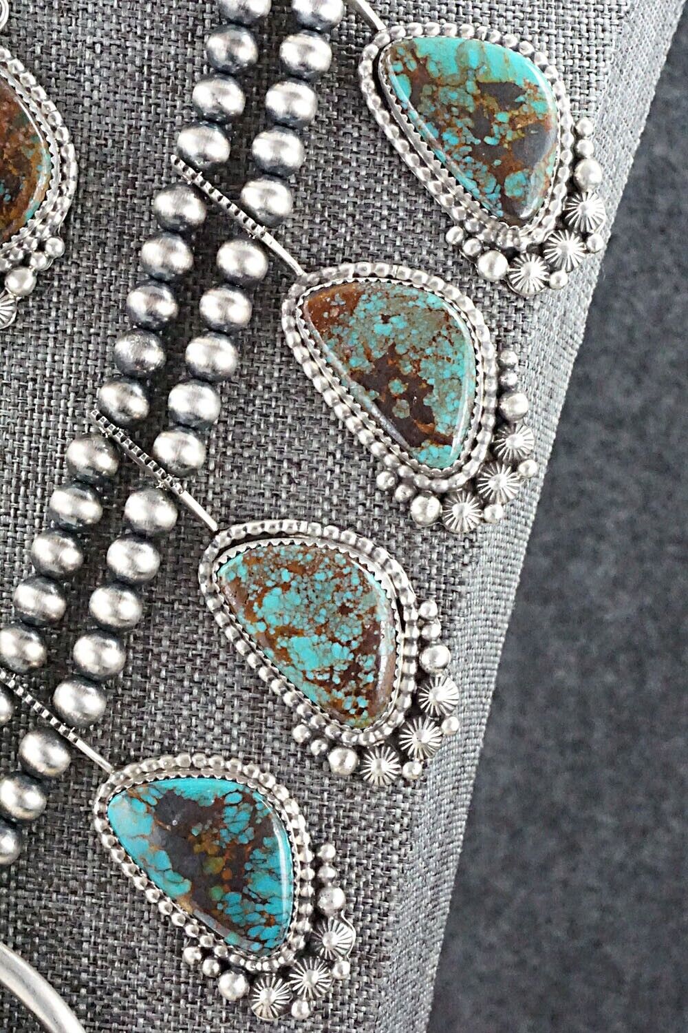 Turquoise & Sterling Silver Squash Blossom Set - Tom Lewis
