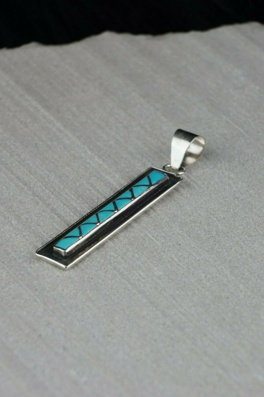 Zuni Turquoise & Sterling Silver Pendant - Laurie Kallestewa - High Lonesome Trading