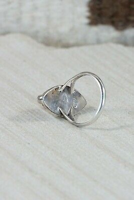Zuni Coral and Sterling Silver Ring - Nancy Dishta - Size 6.5