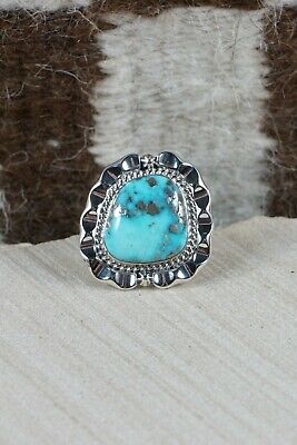 Navajo Turquoise and Sterling Silver Ring - Samuel Yellowhair - Size 8.25