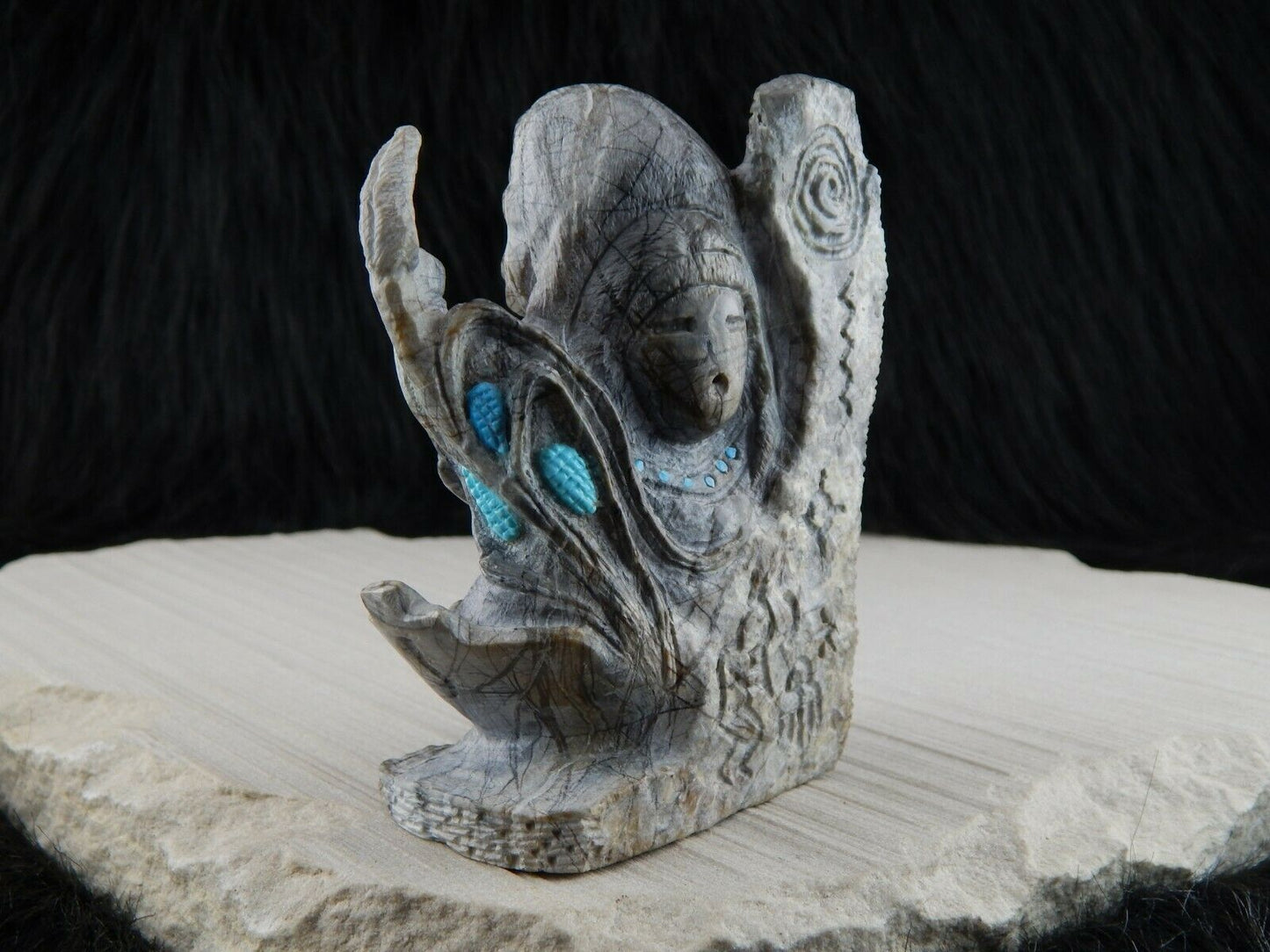Medicine Man Zuni Fetish Carving - Herbert Him - High Lonesome Trading