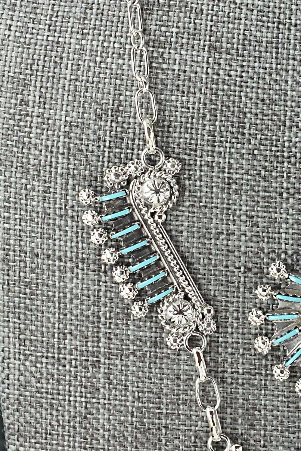 Turquoise & Sterling Silver Necklace Set - Kevin Leekity