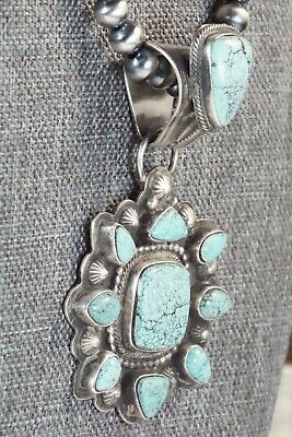 Turquoise and Sterling Silver Pendant & Necklace - Tom Lewis