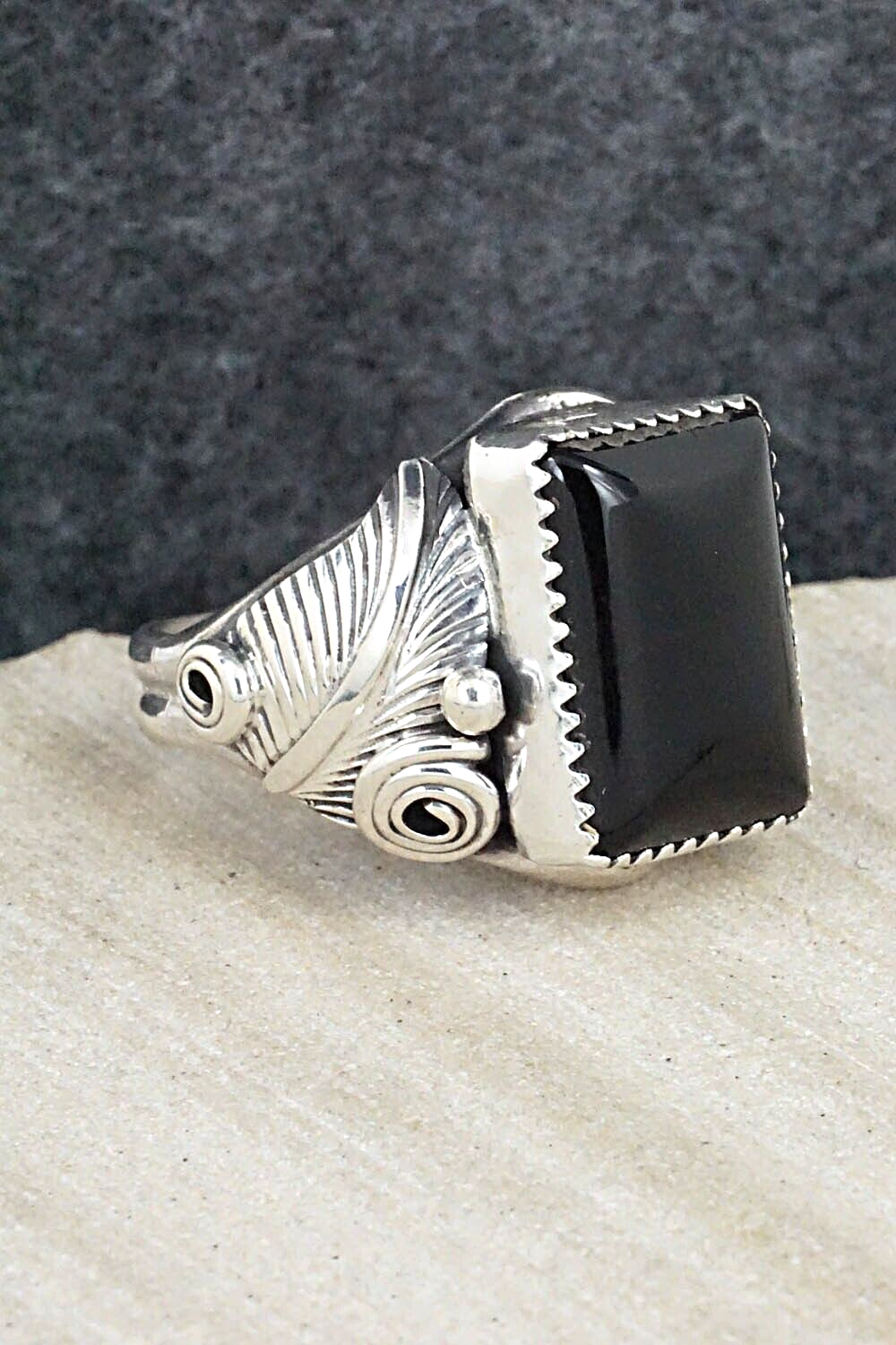 Onyx & Sterling Silver Ring - Darrell Morgan - Size 10