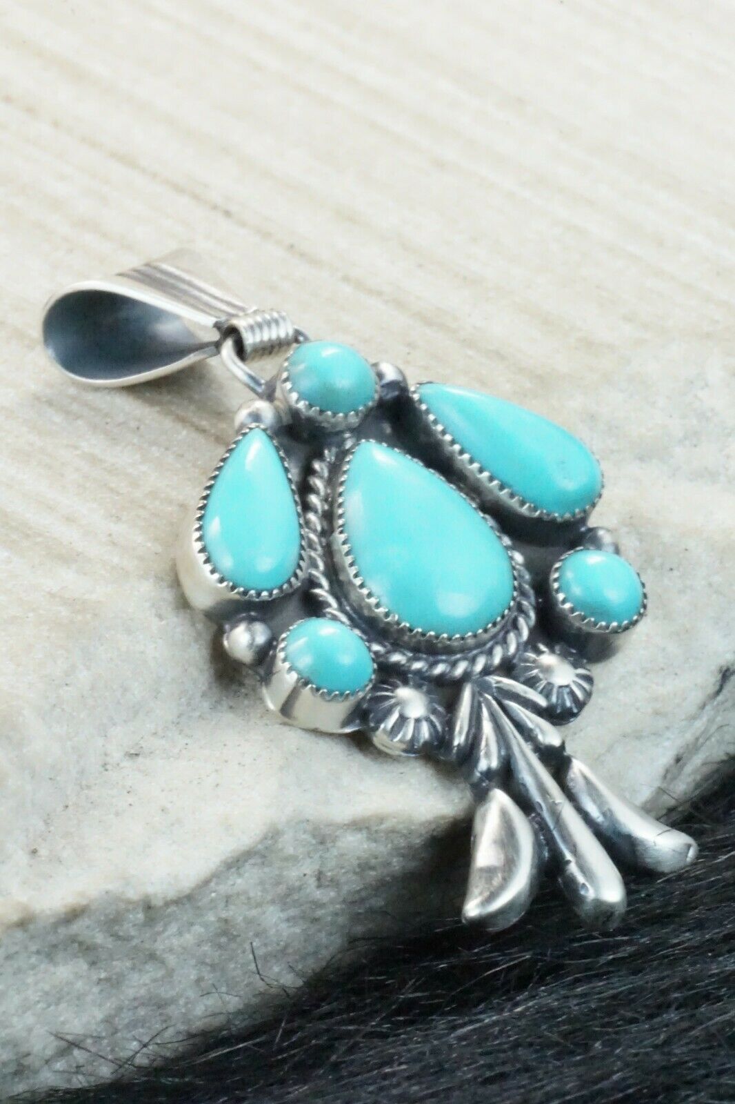 Turquoise and Sterling Silver Pendant - Bobby Platero