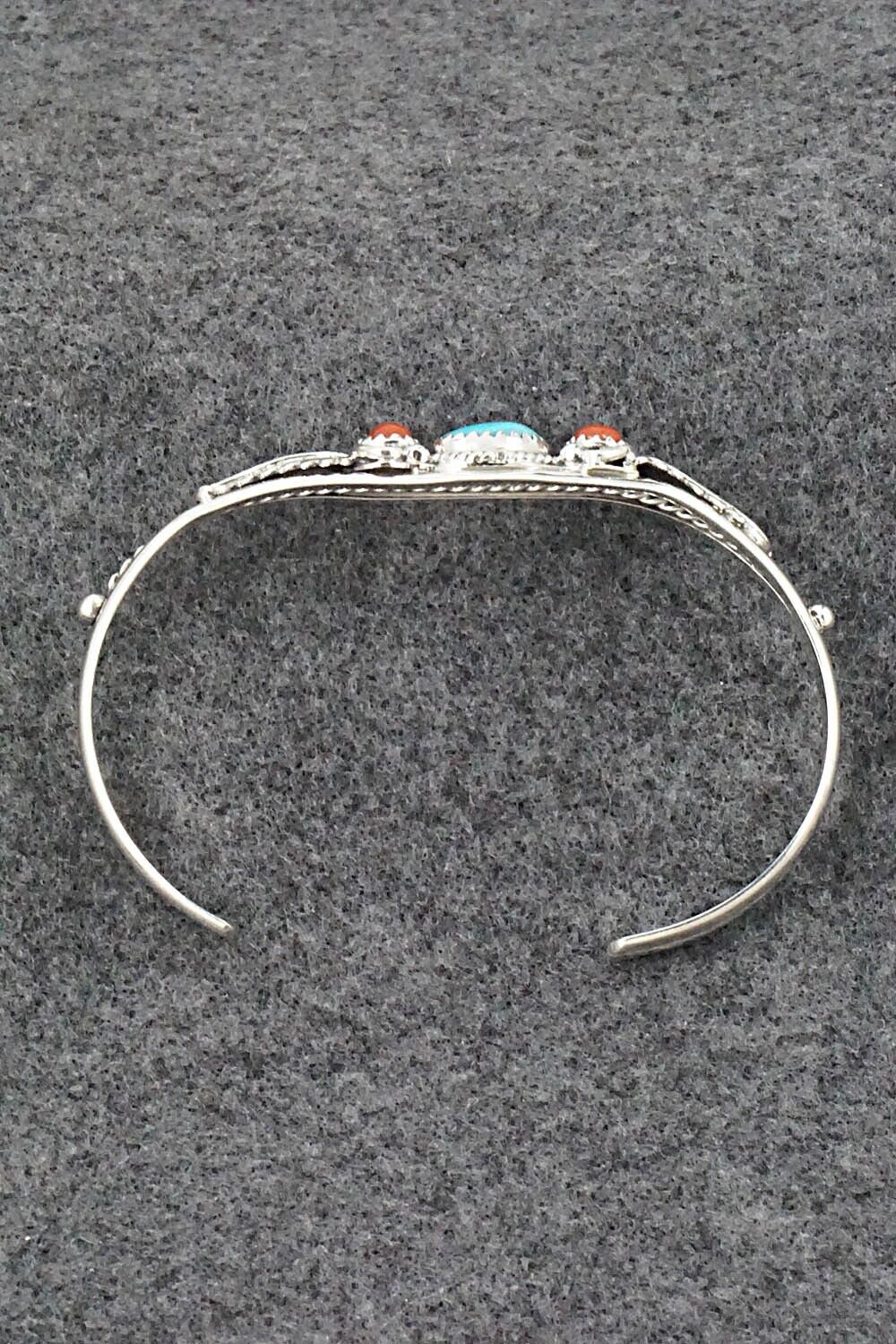 Turquoise, Coral & Sterling Silver Bracelet - Alice Rose Saunders