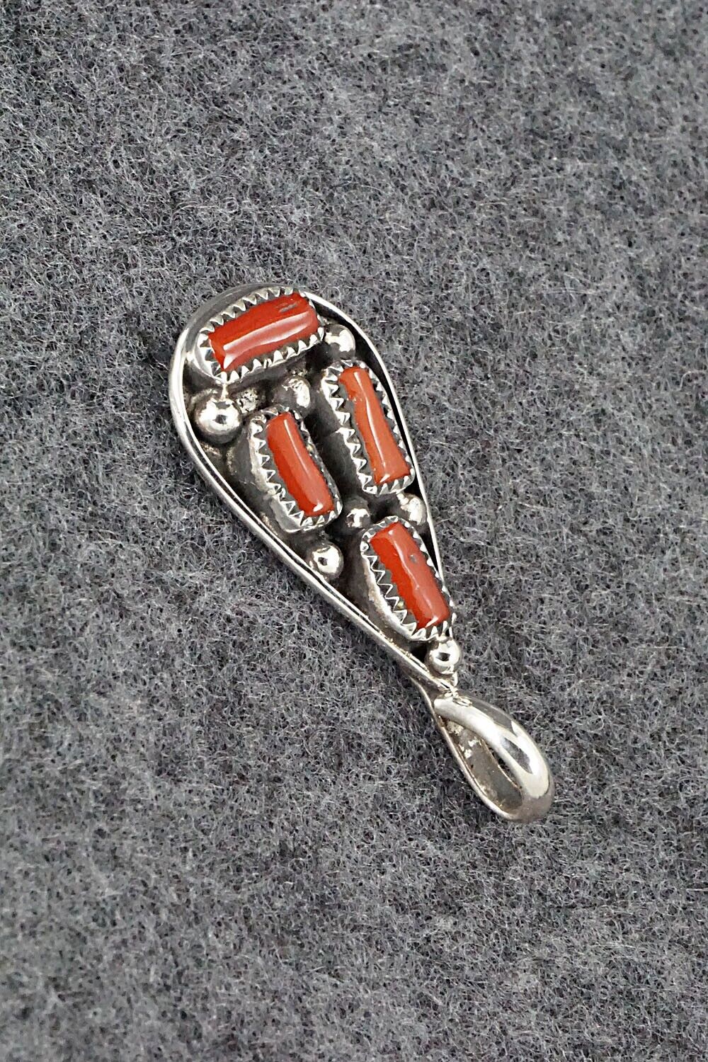 Coral & Sterling Silver Pendant - Priscilla Reeder