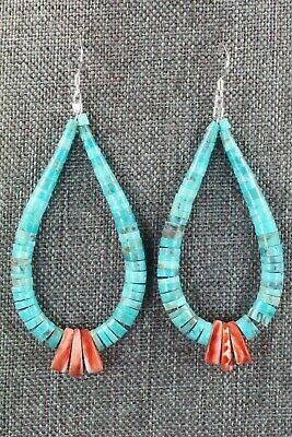 Turquoise, Spiny Oyster & Sterling Silver Earrings - Lupe Lovato