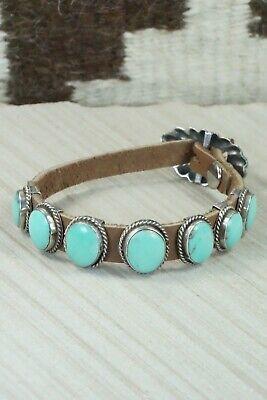 7 Stone Turquoise, Sterling Silver and Leather Bracelet - Danny Martinez - High Lonesome Trading
