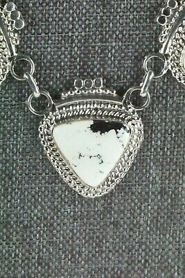 Navajo White Buffalo & Sterling Silver Necklace and Earrings Set - Tom Lewis