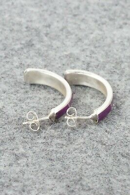 Spiny Oyster & Sterling Silver Earrings - Richard Edaakie