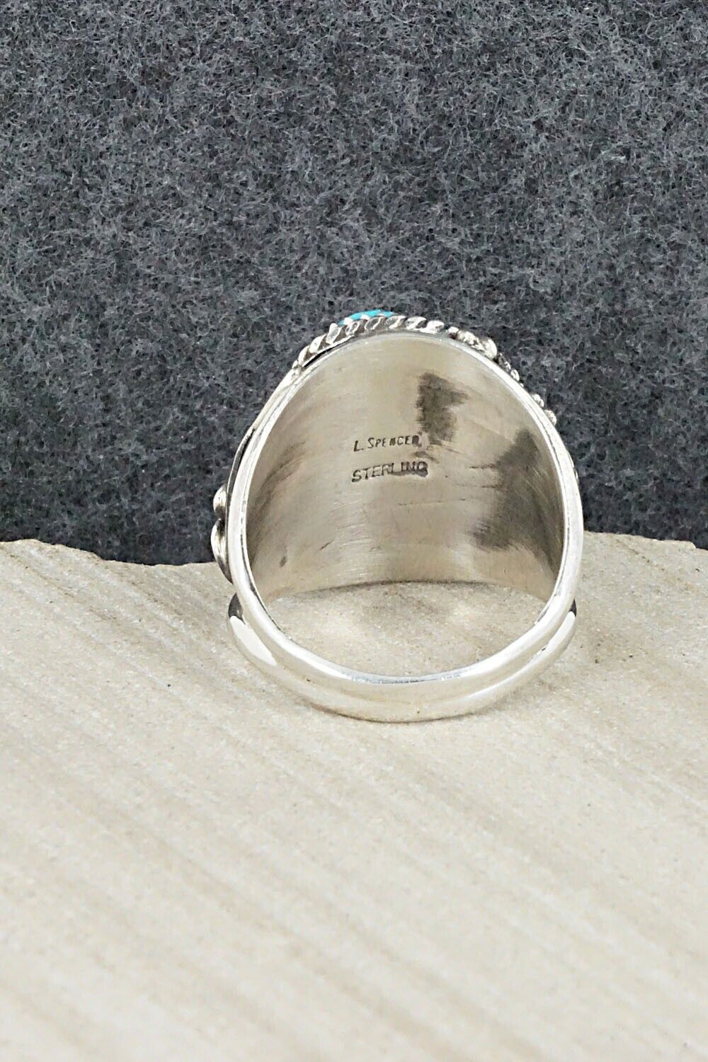 Turquoise & Sterling Silver Ring - Leonard Spencer - 11.5