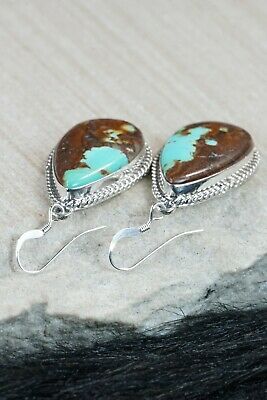 Navajo Turquoise & Sterling Silver Earrings - Isabelle Yazzie