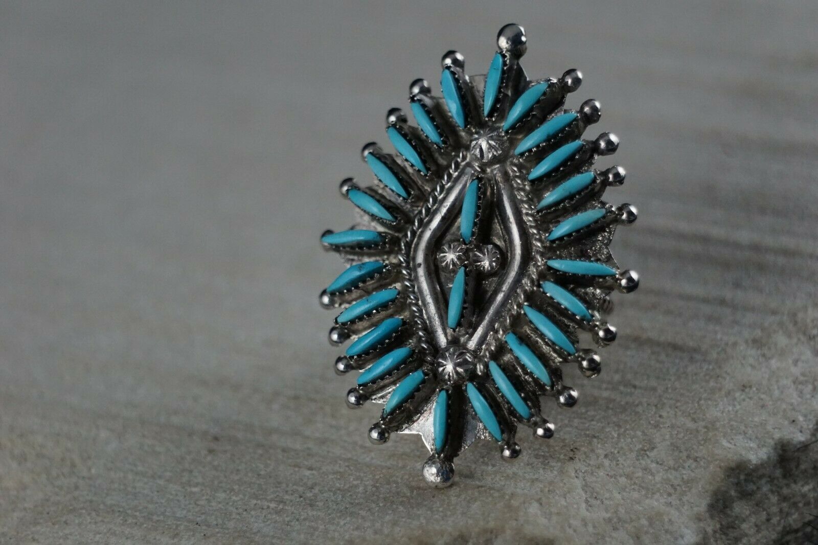 Zuni Sterling Silver & Turquoise Ring - Bernie Wyaco - Size 7 - High Lonesome Trading