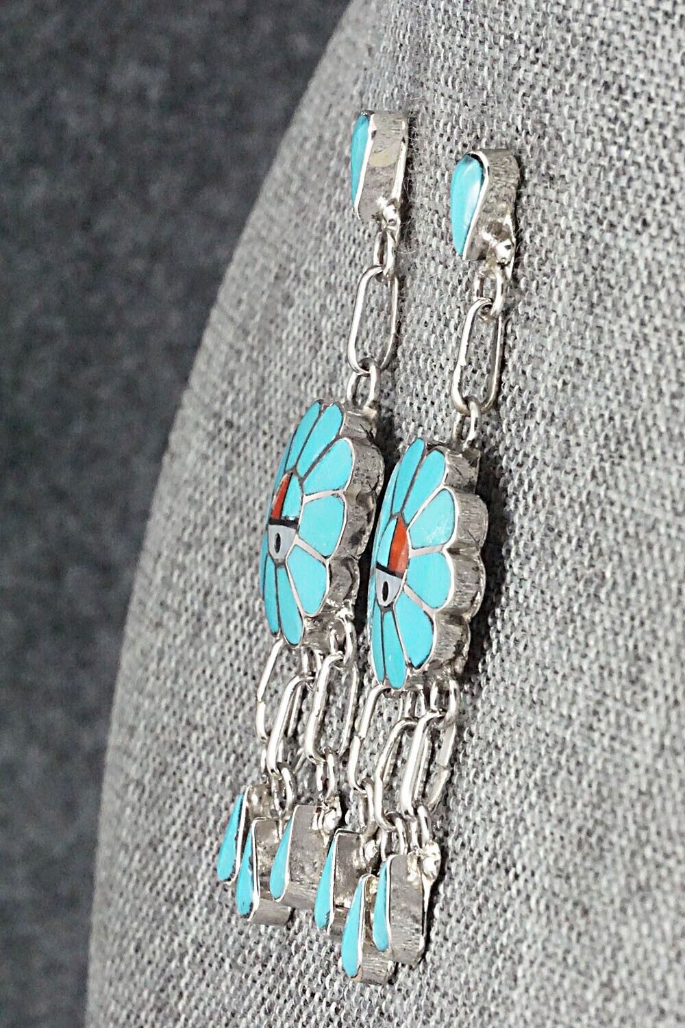 Multi Stone & Sterling Silver Inlay Earrings - Burdian Soseeah