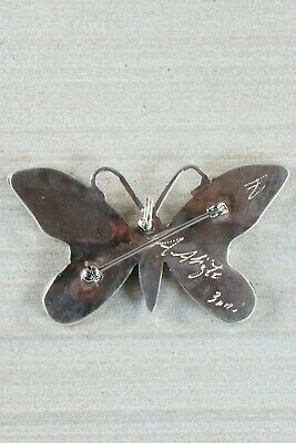 Zuni Multi Stone and Sterling Silver Butterfly Pendant & Pin - Angus Ahiyite - High Lonesome Trading