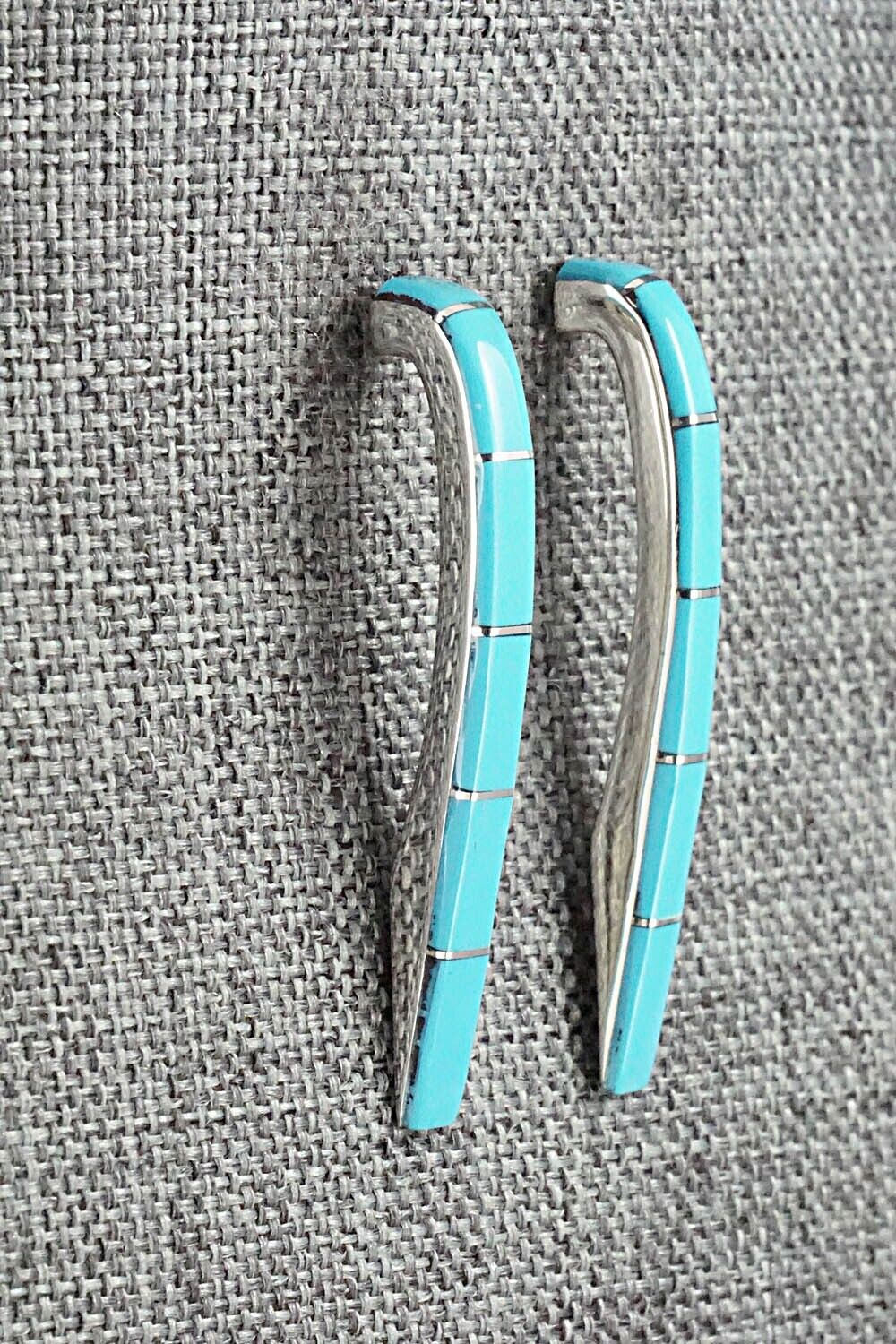 Turquoise & Sterling Silver Inlay Earrings - Verna Kanesta