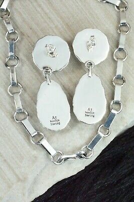 White Buffalo & Sterling Silver Necklace and Earrings - Alvin Joe