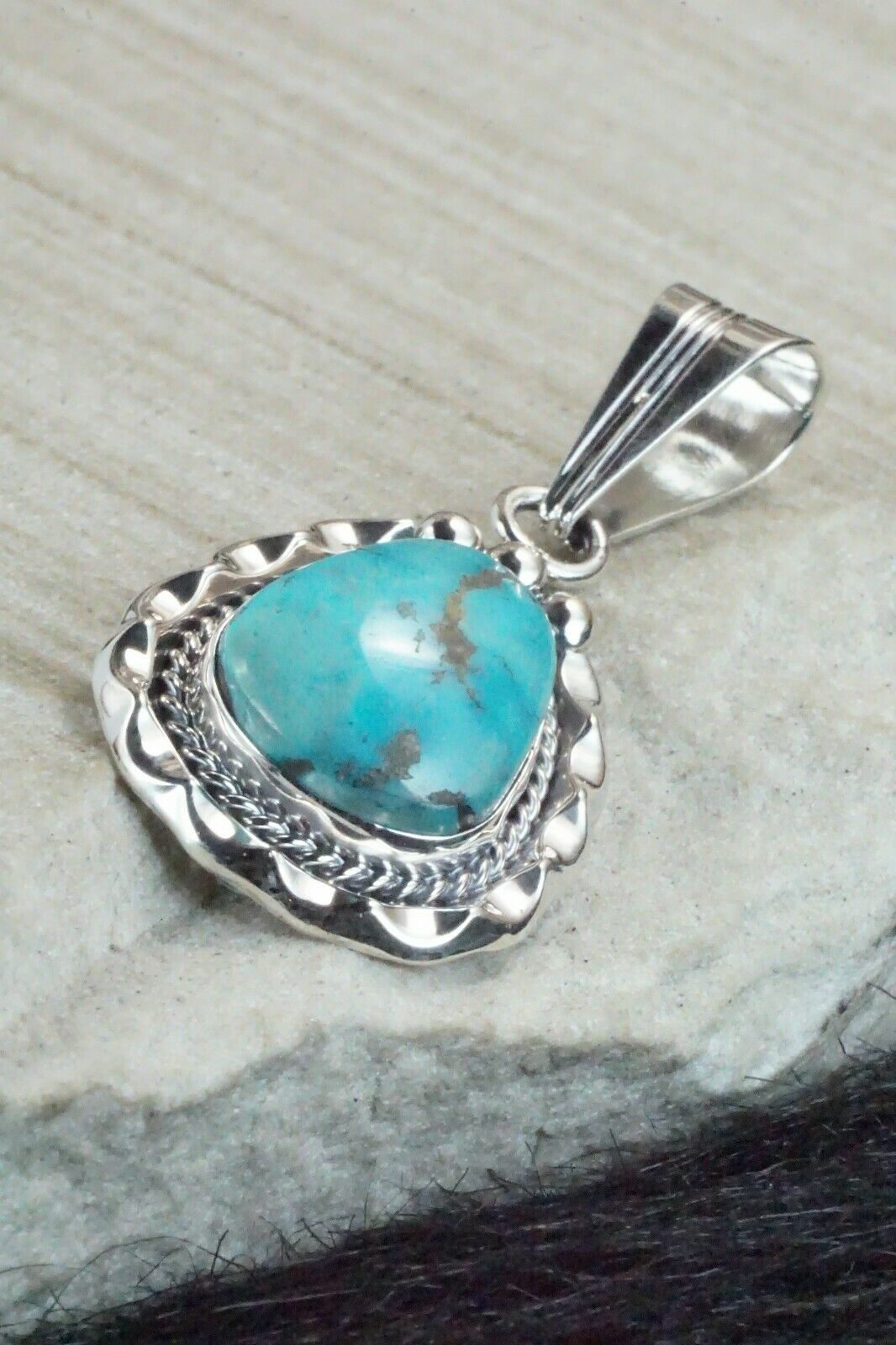 Turquoise & Sterling Silver Pendant - Samuel Yellowhair