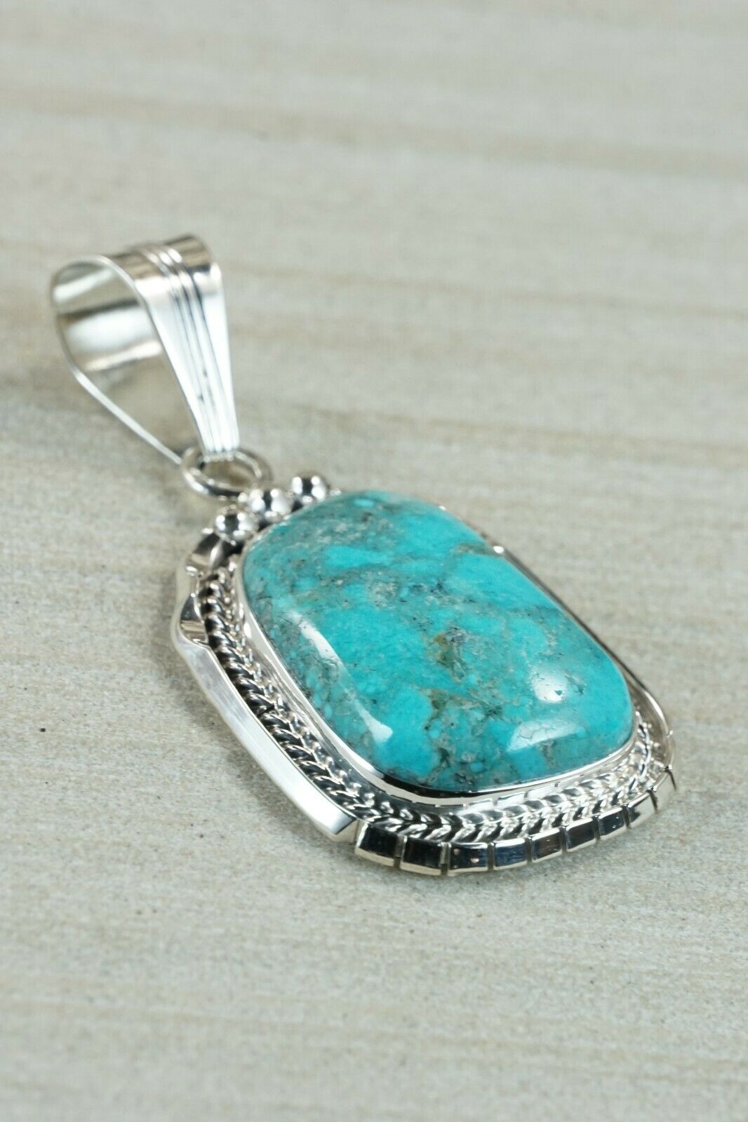 Navajo Turquoise & Sterling Silver Pendant - Samuel Yellowhair