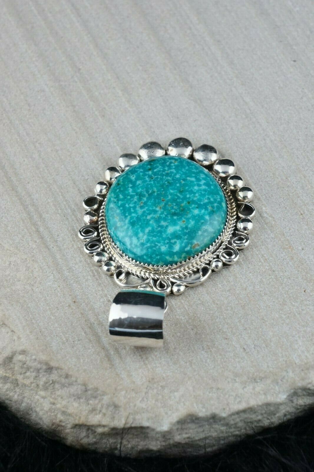 Turquoise and Sterling Silver Pendant - Leslie Nez - Navajo - High Lonesome Trading