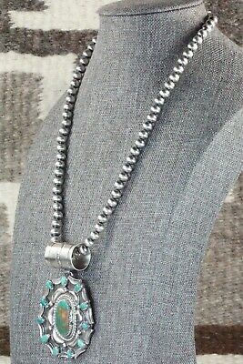 Turquoise and Sterling Silver Pendant & Necklace - Tom Lewis
