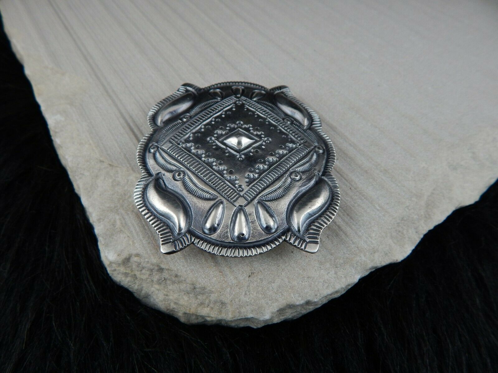 Sterling Silver Belt Buckle - Myron Etsitty - Navajo Buckle - Native American - High Lonesome Trading
