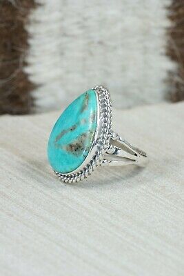 Navajo Turquoise and Sterling Silver Ring - Tom Dinetso - Size 7