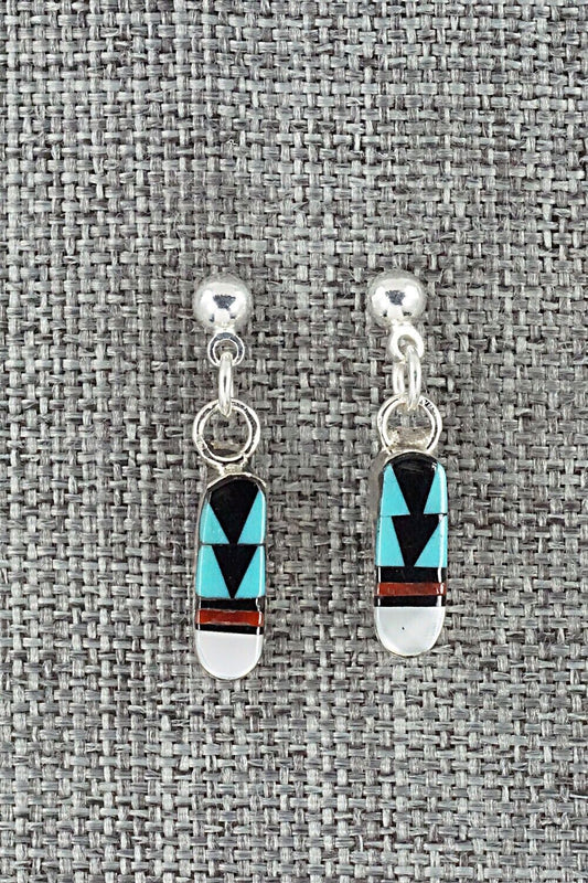 Multi Stone Inlay & Sterling Silver Earrings - Francine Chapito