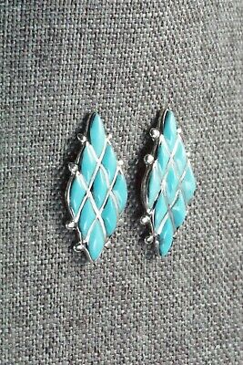 Turquoise & Sterling Silver Earrings - Derrick & Lorelia Chavez - High Lonesome Trading