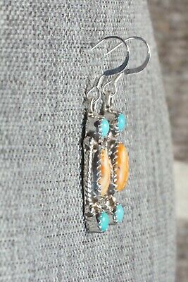 Turquoise, Spiny Oyster and Sterling Silver Earrings - Harris Largo