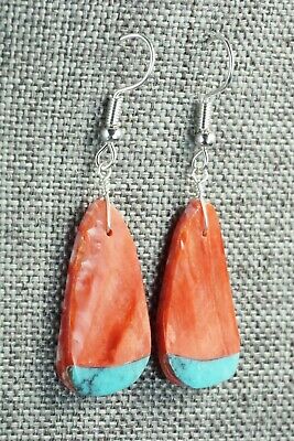 Spiny Oyster, Turquoise & Sterling Silver Earrings - Santo Domingo