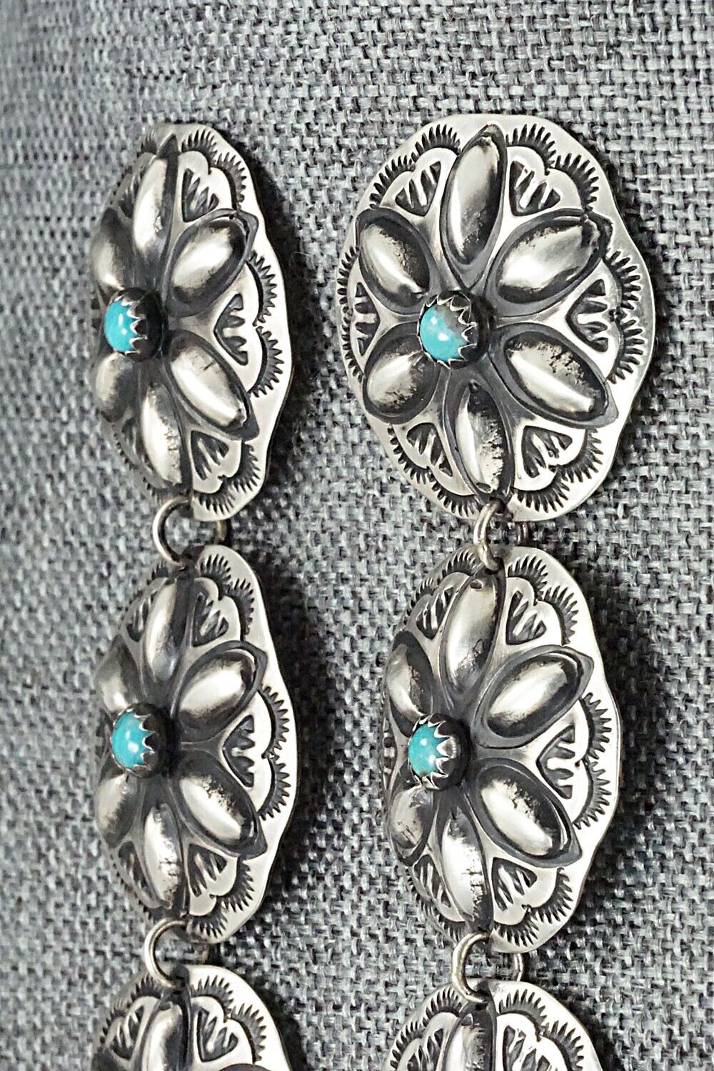 Turquoise & Sterling Silver Earrings - Leander Tahe