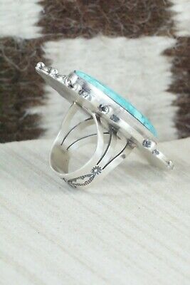 Turquoise & Sterling Silver Ring - Tom Lewis - Size 7.5