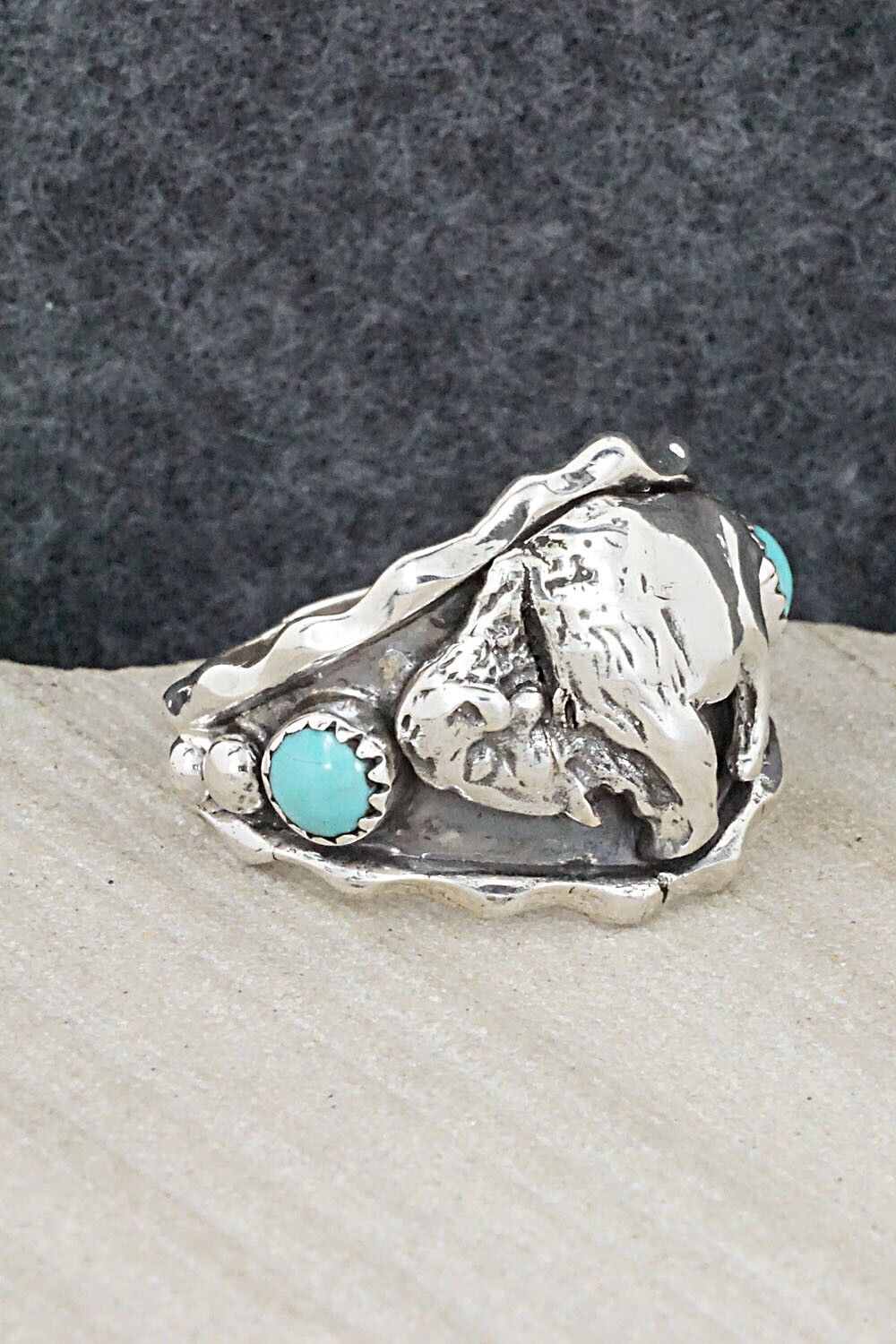 Turquoise & Sterling Silver Ring - Genevieve Francisco - Size 12