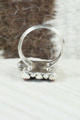 Coral & Sterling Silver Ring - Priscilla Reeder - Size 8.5
